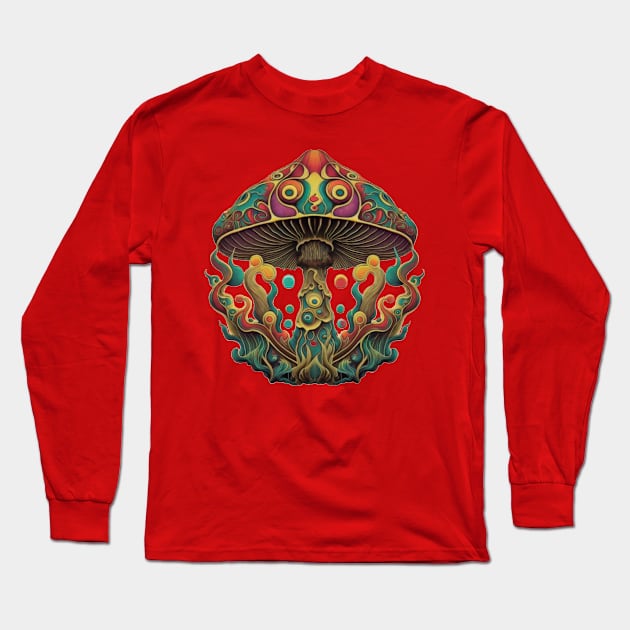 Psychedelic Mushrooms Fantasy Design Long Sleeve T-Shirt by byNIKA